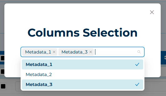 column selection pop-up menu